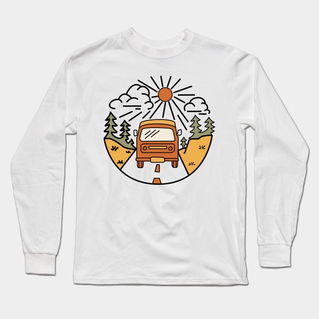 Retro Vintage Camper Van Graphic Illustration Long Sleeve T-Shirt by StreetDesigns